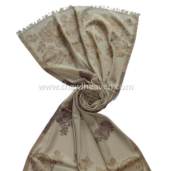 wool-cotton kashmiri kani jacquard woven shawls, stoles for ladies at wholesale prices